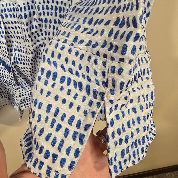 Women's Multiples Blue & White Shimmer Button Down Blouse | Size 3X - Picture 5 of 9